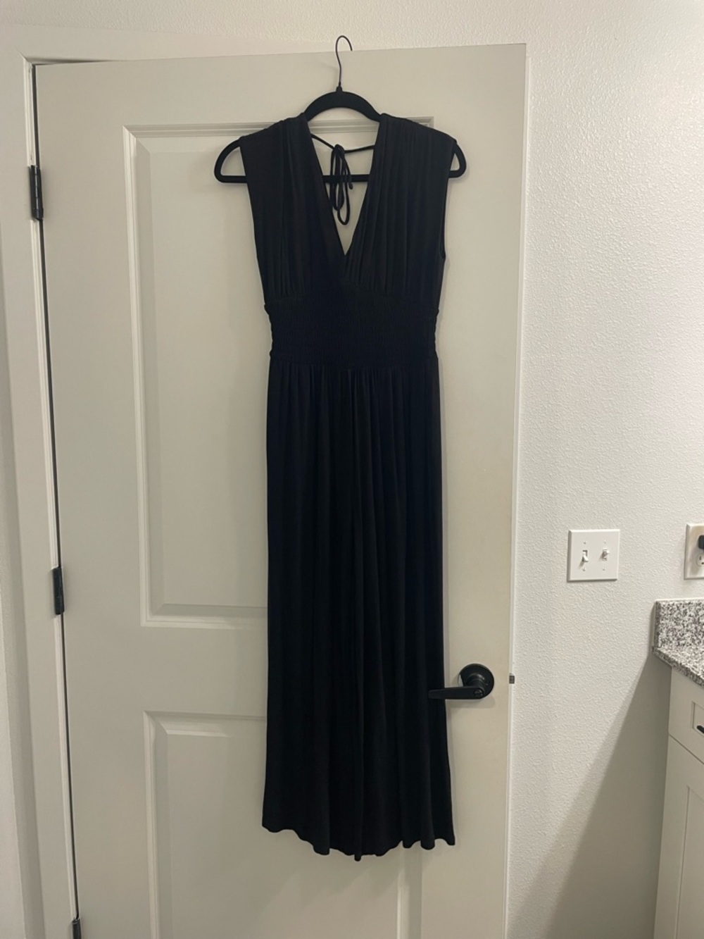 Black Sleeveless V-Neck Jumpsuit